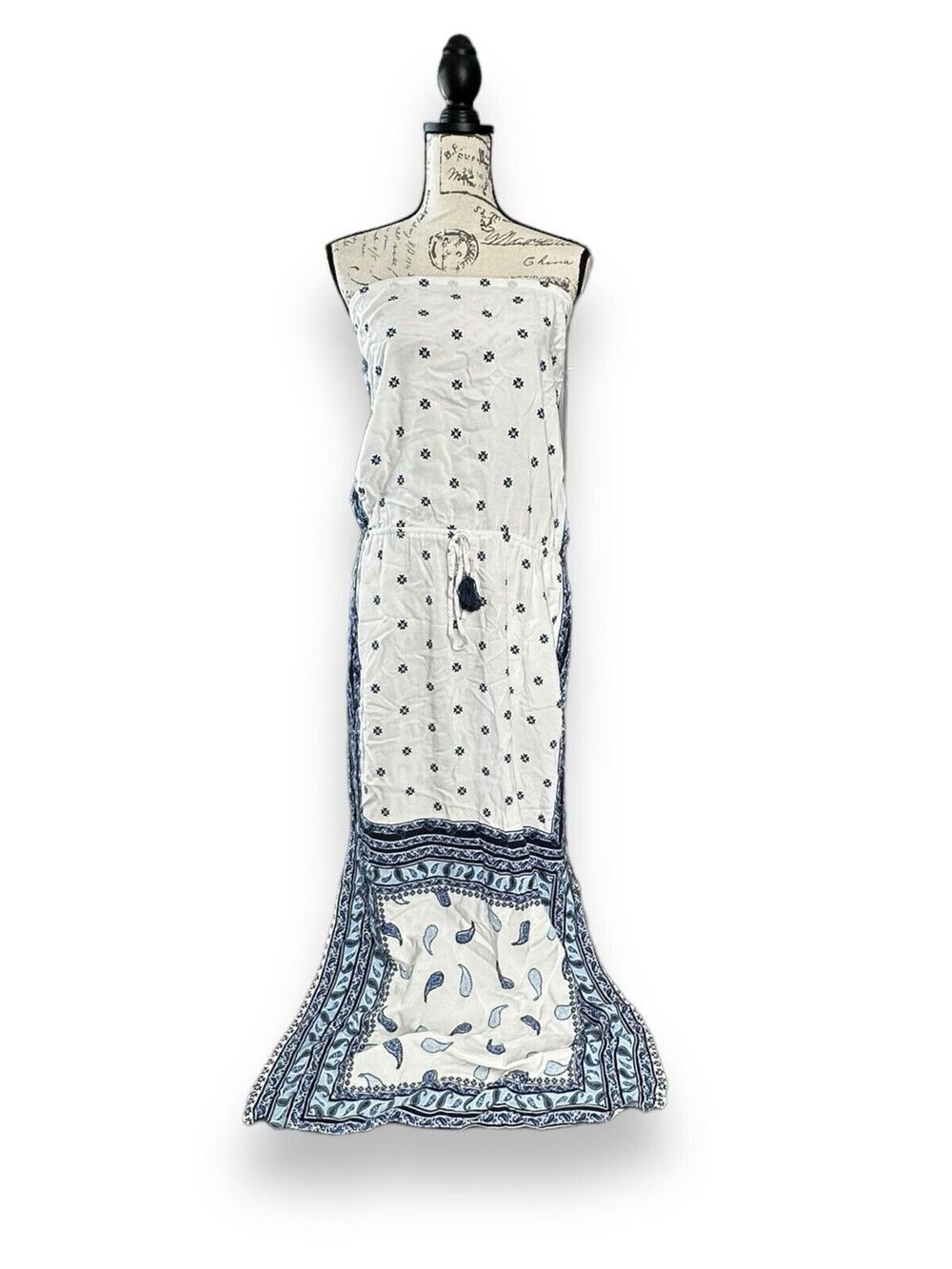 Tommy Bahama Strapless Blouson Paisley Handkerchief Maxi Dress Small
